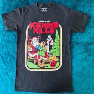 rare terrifier 3 x ice nine kills art the clown santa christmas tee shirt S